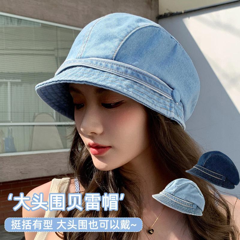 Retro Denim Duck Tongue Stacking Hat Spring and Autumn Street Modeling Beret Female Face Small Painter Hat