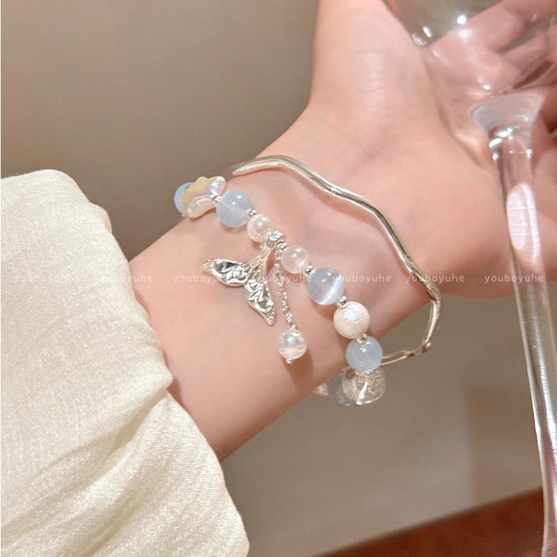 Fish-tail Star String Bead Bracelet - Women's Niche Design Handcrafted Layered Shell Bracelet with High Appearance Quality Accessory