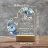 1PC Acrylic Luminous Ornament Photography Accessories, USB Base, Mom Gift, Blue Floral Heart Figurines