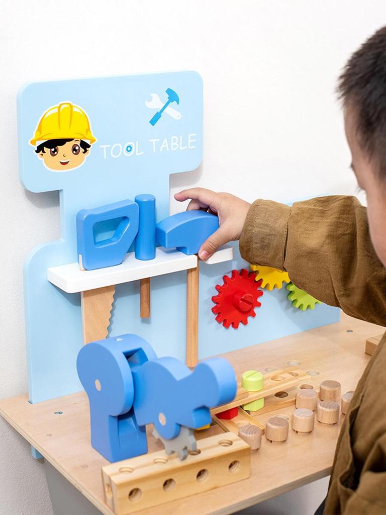 BABIBO Wooden Simulation Disassembly Nut Maintenance Tool Table Suit/children's Play Wooden Tool Table Toy