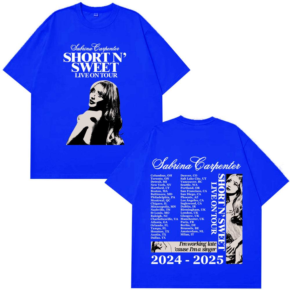 Sabrina Carpenter Short N Sweet Tour 2025 T Shirt Men Women Loose Casual Fashion Cotton Tees Oversized Harajuku Street Tshirt