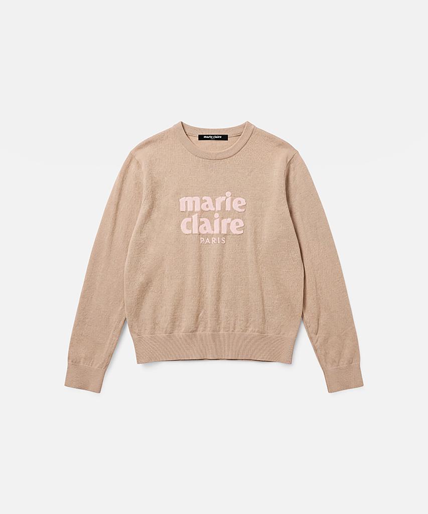 MARIE CLAIRE Essential Logo Jacquard Wool Round Knit (Magckn07Mbe)