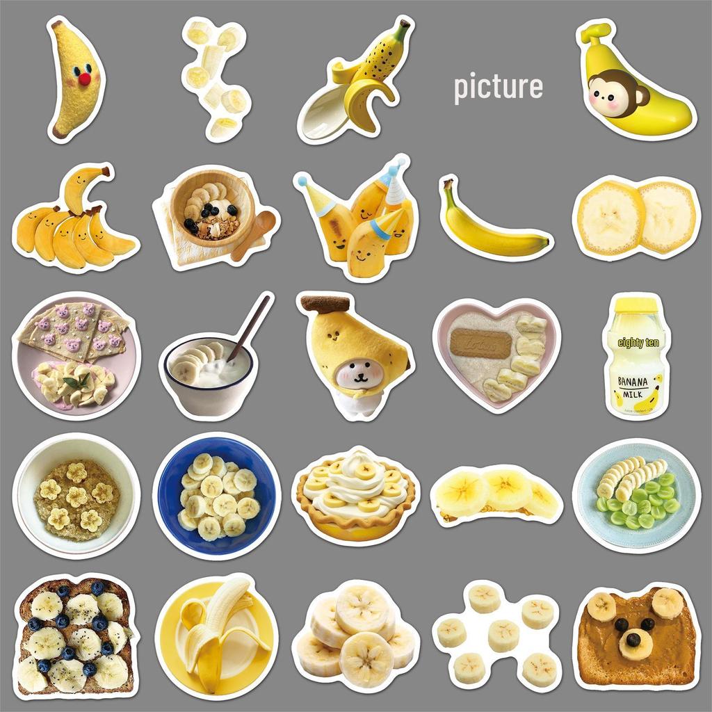 50pcs Creative Banana Style Stickers for Notebook, Earphones, Suitcases, and Desktops