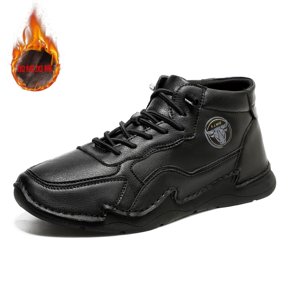 2025 Spring and Autumn Middle Help Outdoor Casual Shoes Leather Popular Men's Martin Boots 2025 Wear-resistant Non-slip Short Boots Men