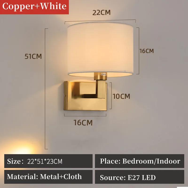 LED Wall Lamp Round Fabric Lampshade with 3W 360° Rotation Spotlight Reading Light  Modern Wall Sconce for Bedroom Bedside Hotel