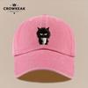Pc Wütende flauschige schwarze Katze Muster Hut Vintage distressed Druck Baseballkappe Verstellbare Größe Bequem und leicht Sui