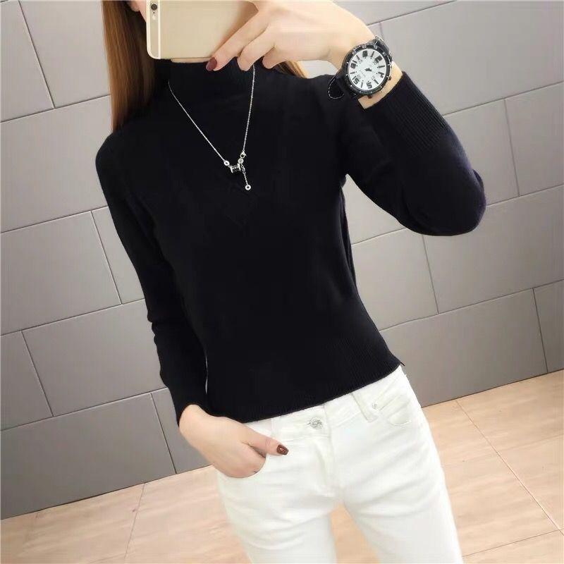 Women's Knit Sweater Short Turtleneck Sweater Slim Pullover Knit Jumper Fall Winter