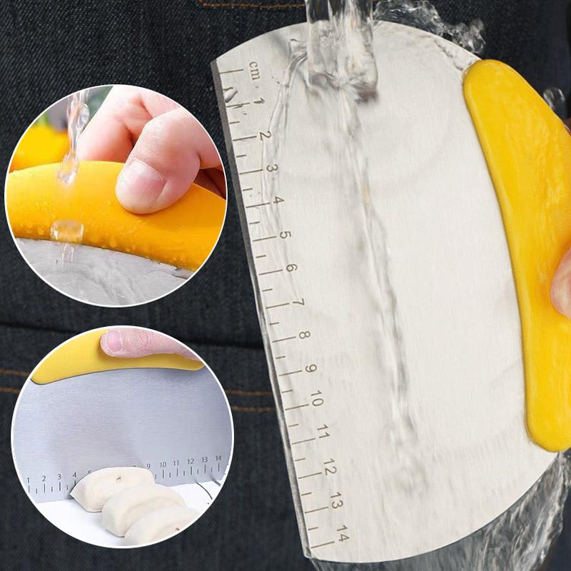 Stainless Steel Pastry Cutter Half Round Scraper Dough Bread Chopper Scale Pizza Cutter Comfortable Handle Kitchen Baking Tools