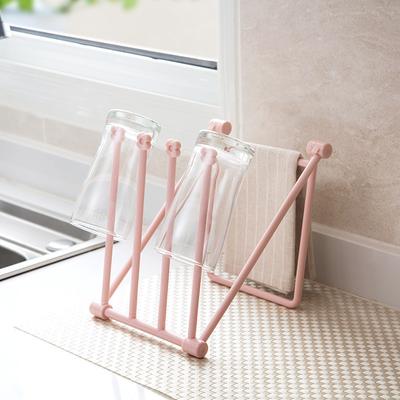 Desktop Foldable Vertical Rag Organiser Kitchen Dishwashing Towel Rack No Hole Countertop Cup Holder Shelf