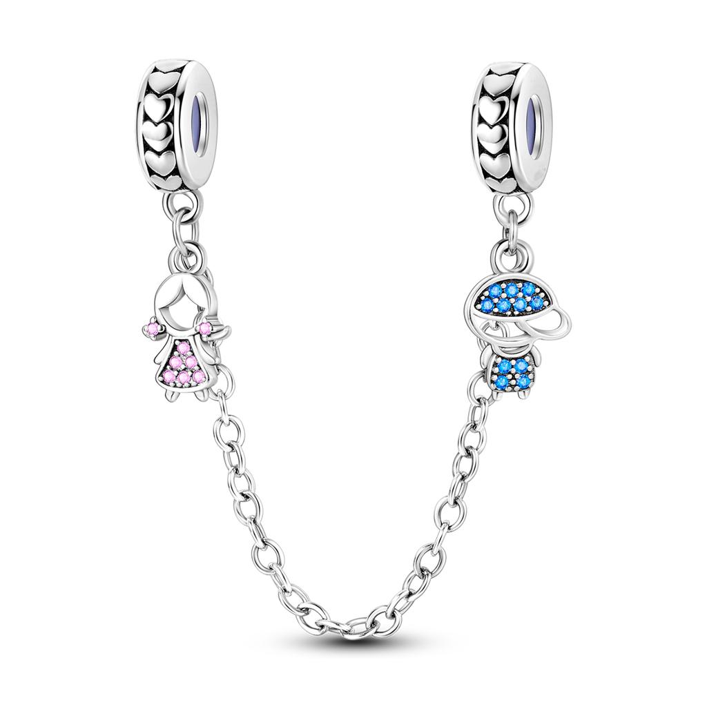 Copper Plated Clip Shiny Cz Heart Clip Charm Flower Bead Safey Chain Stopper Fit Original Bangle Bracelet Jewelry Diy
