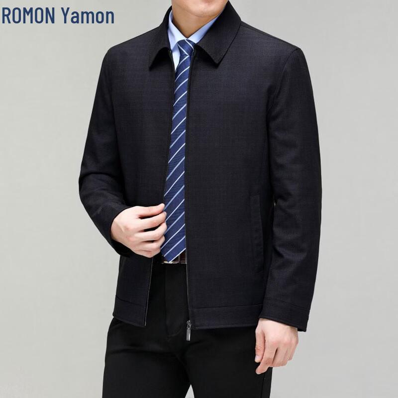 ROMON Men's Business Casual Plaid Jacket