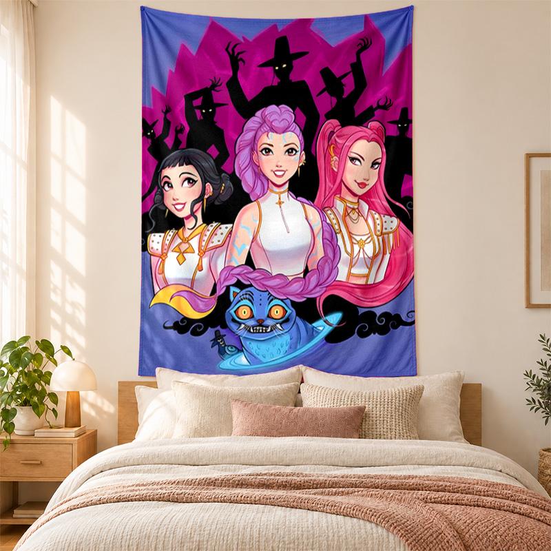 Kpop Demon Hunters Tapestry Highquality for Decorating Living Room Bedroom Dorm Walls Ideal As Bedroom Wallart Orholiday Gift