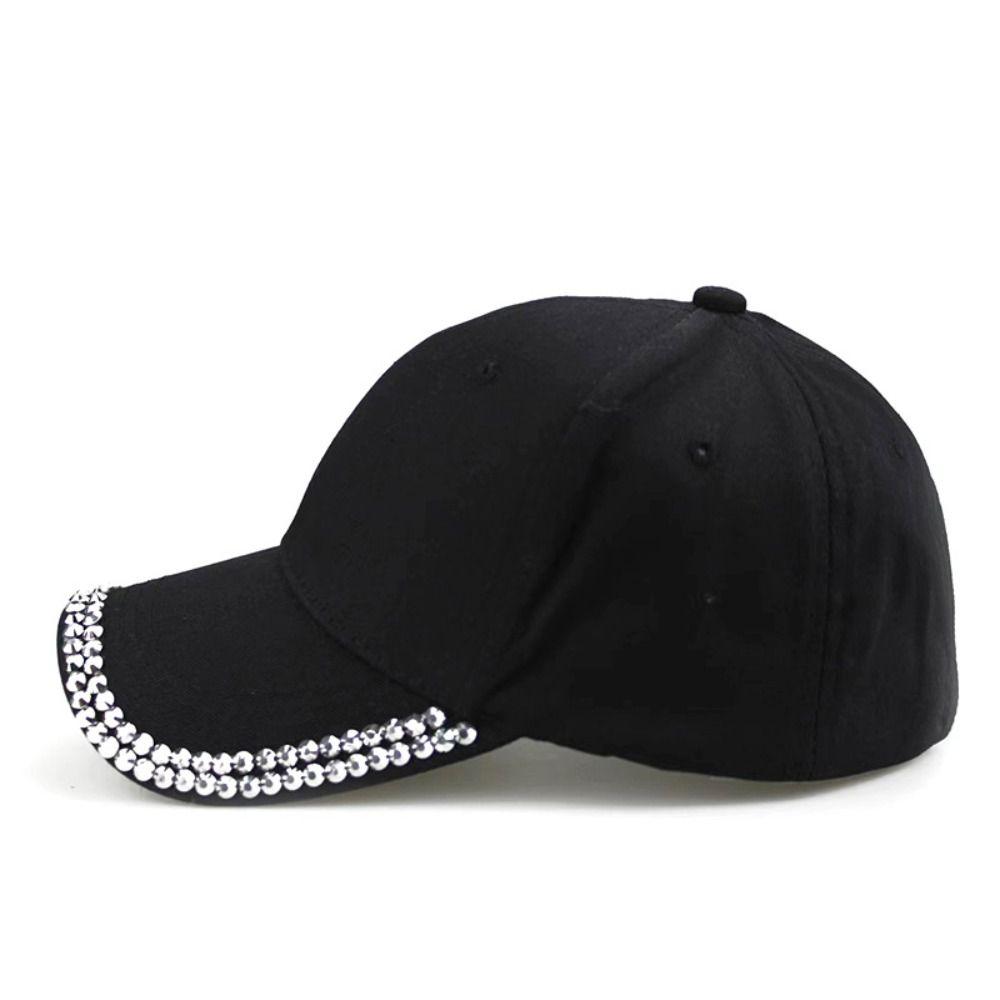 Adjustable Rhinestone Baseball Cap Bling Crystal Edge Outdoor Sun Hat Diamond Brim Cap Casual Wear