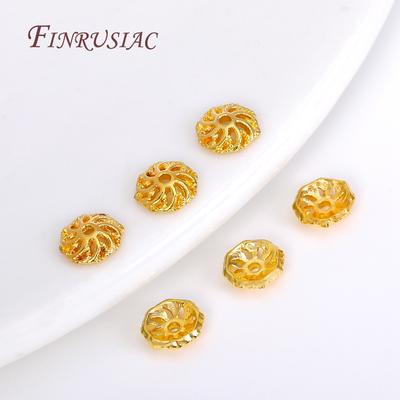 6MM 18K Gold Plated Flower Bead End Caps Brass Round Bead Caps For Beading Jewelry Making DIY Jewelry Accessories