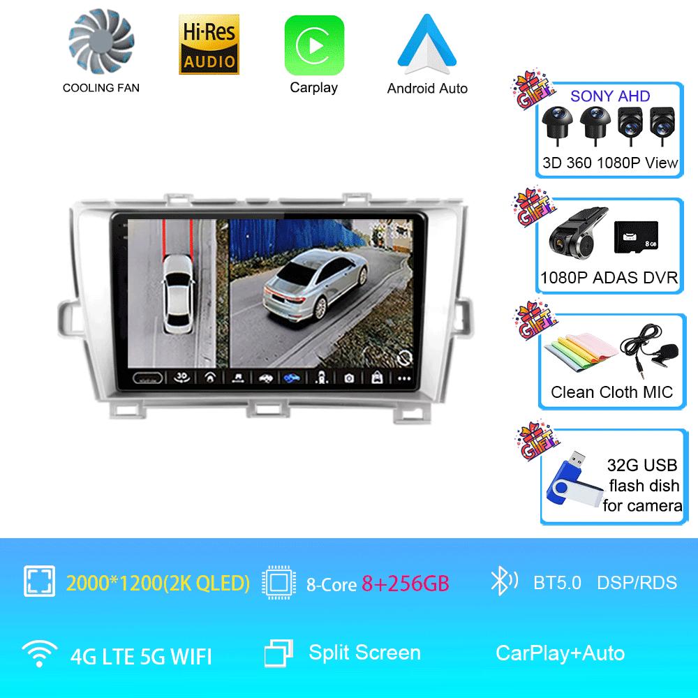 QLED DSP Car Radio Android 14 For Toyota Prius XW30 2009 - 2015 Multimedia Video Player GPS Navigation Stereo Carplay 4G WIFI BT