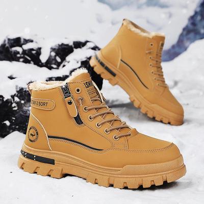 Bottes d'hiver montantes en polaire pour hommes style coréen - Légères, épaisses, chaussures de neige d'extérieur polyvalentes