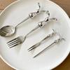 Stainless Steel Coffee Spoon Creative Fork Cute Rabbit Shape Teaspoon Stirring Rod Dessert Fruit Fork Snack Ice Cream Scoop