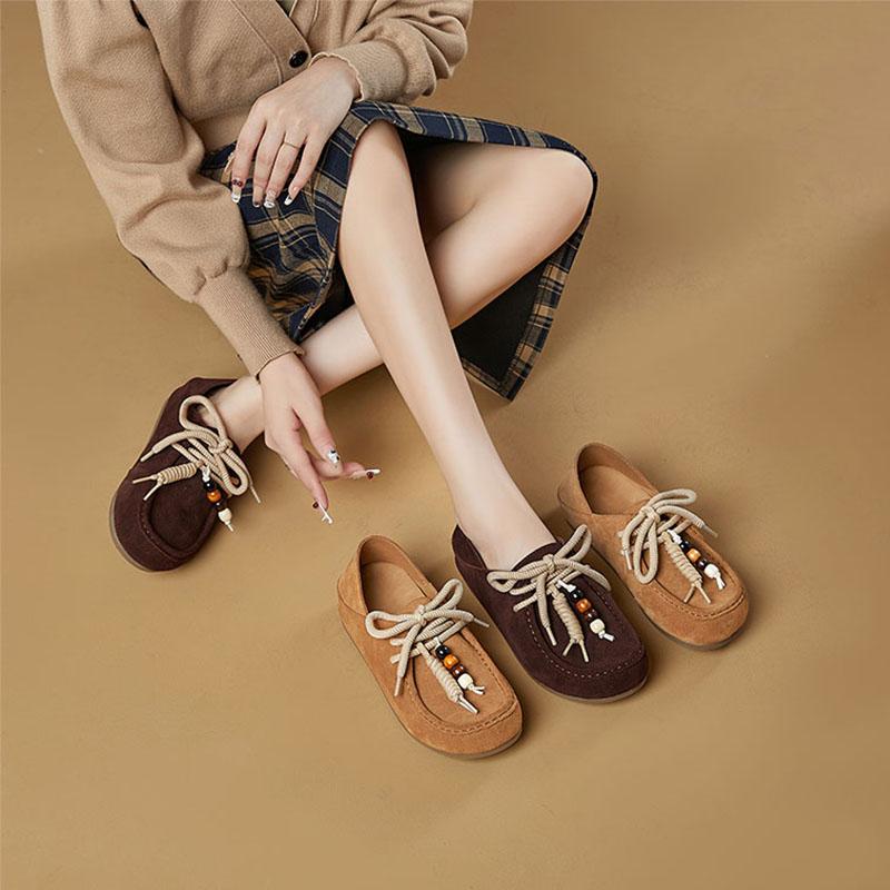 Fashion AIYUQI Women Flat Casual Sneaker Genuine Leather 2025 New Lace-up Women German Training Shoes Large-size Slip-on Loafers Women