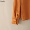 ZANZEA Camicetta casual da donna con colletto rovesciato e maniche lunghe larghe