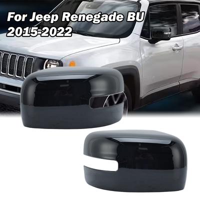 Side Rearview Mirror Cover Caps For Jeep Renegade BU 2015 2016 2017 2018- Gloss Black Door Mirror Cover Cap Car Accessories