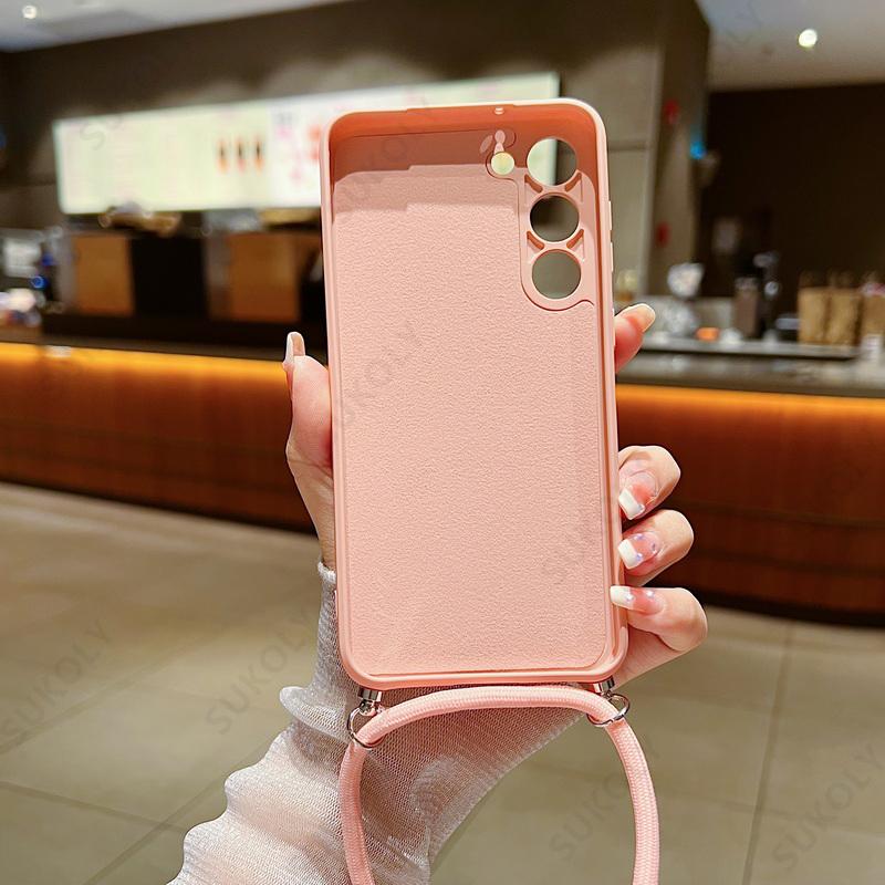 Pouzdro s popruhem přes rameno Měkké pouzdro Pro Samsung Galaxy S23 FE S25 Edge S24 Ultra A17 A54 A55 A56 A15 A16 5G Kryt na telefon z tekutého silikonu