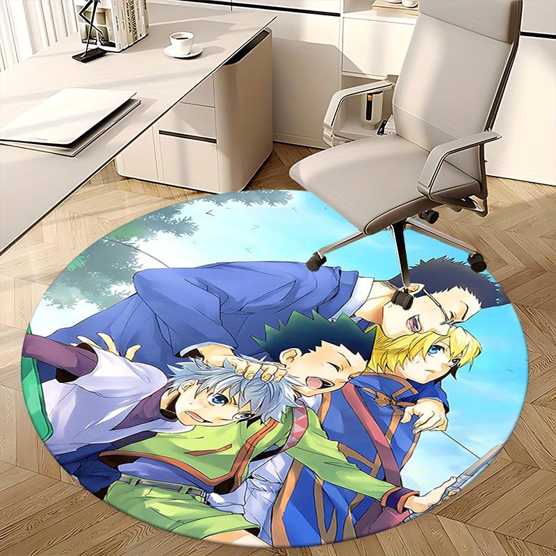 1pc Anime Cartoon Design Round Carpet - Office Chair Mat, Non-Slip Rug for Home Decor, Living Room, Bedroom, Game Room & Dormitory Decoration.W064