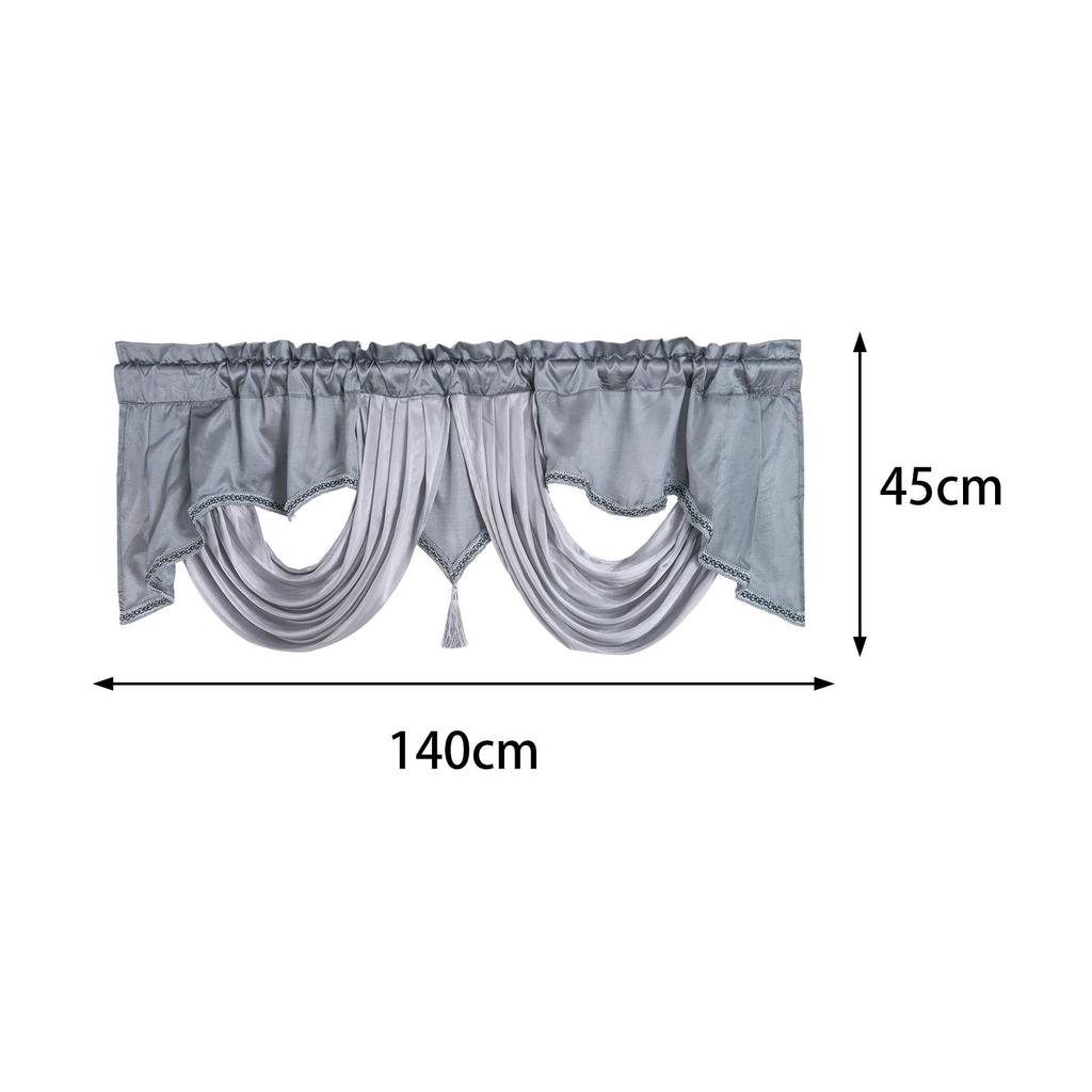 Rod Pocket Valance Window Tiers Decor Boho Window Curtain Panel Short Curtain for Basement Bathroom Living Room Cafe Kitchen
