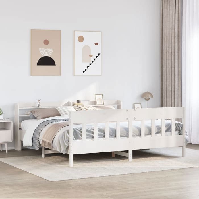 VidaXL Bed Frames Without Mattress White 200x200 Cm Solid Pine Wood 3306994