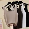 Ice silk suspender vest women's inner cover breast outer wear temperament I-shaped square collar top sleeveless knitted bottoming shirt summer