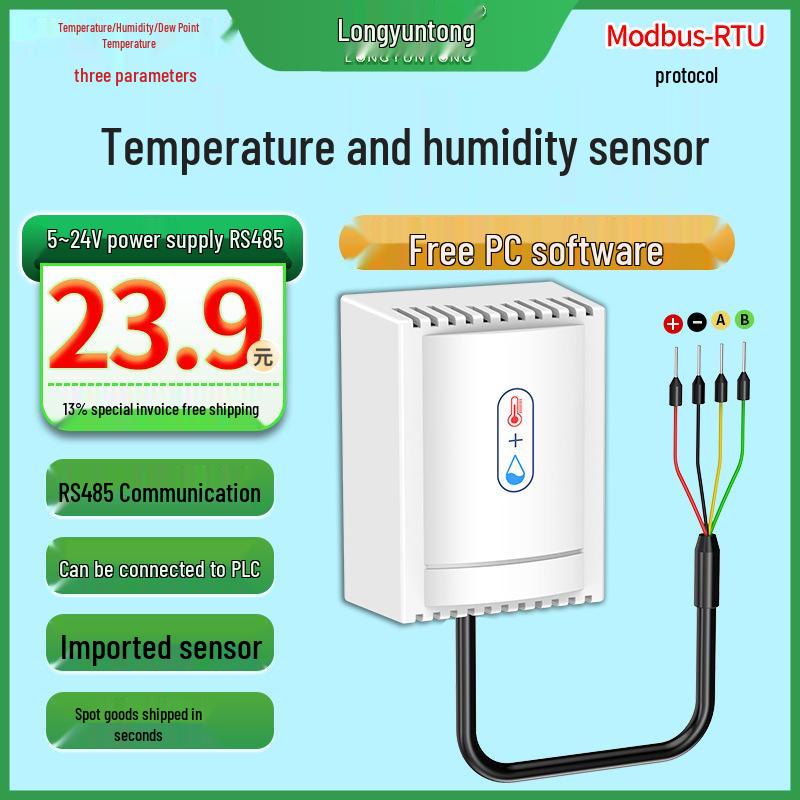 RS485 Temperature & Humidity Sensor Monitor with Modbus-RTU Protocol