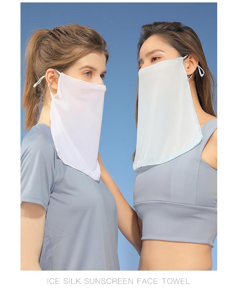 Women's Ice Silk Sun Protection Face Mask: Breathable, Ear-Hanging, Moisture-Wicking, Quick-Drying Veil for Outdoor Cycling and Driving.