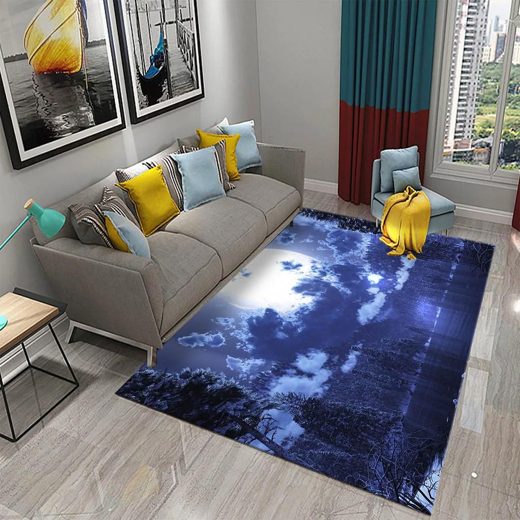 Moon Carpet Flower Moon Forest Living Room Children's Bedroom Decor Carpet Floor Mat Kitchen Bathroom Entrance Non-slip Carpet