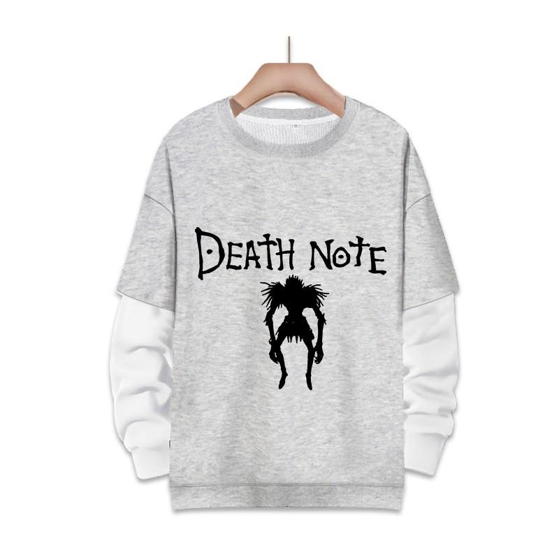 Stampa Anime Death Note Nero/Grigio S-3XL Casual Manica Lunga
