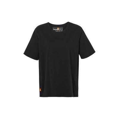 Dunstan Solid Logo Round Neck Short Sleeve T-Shirt Women Tops Black A6ATE-001
