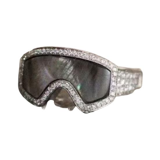 

Кільце для лижних окулярів Блискучі стрази Кільце на палець 3D Кільце на тему зимових видів спорту Аксесуар до зимового пальта Подарунок для любителя лижного спорту US 10