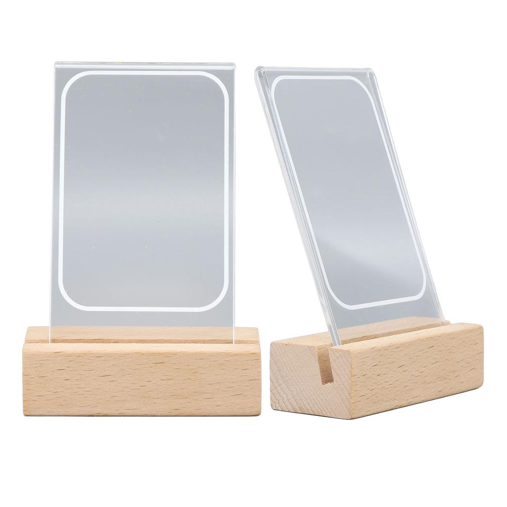 Acrylic Wood Base Picture Frames Warm Light Wooden Clear Acrylic Picture Frame for 3 Inch Photos Movie Tickets