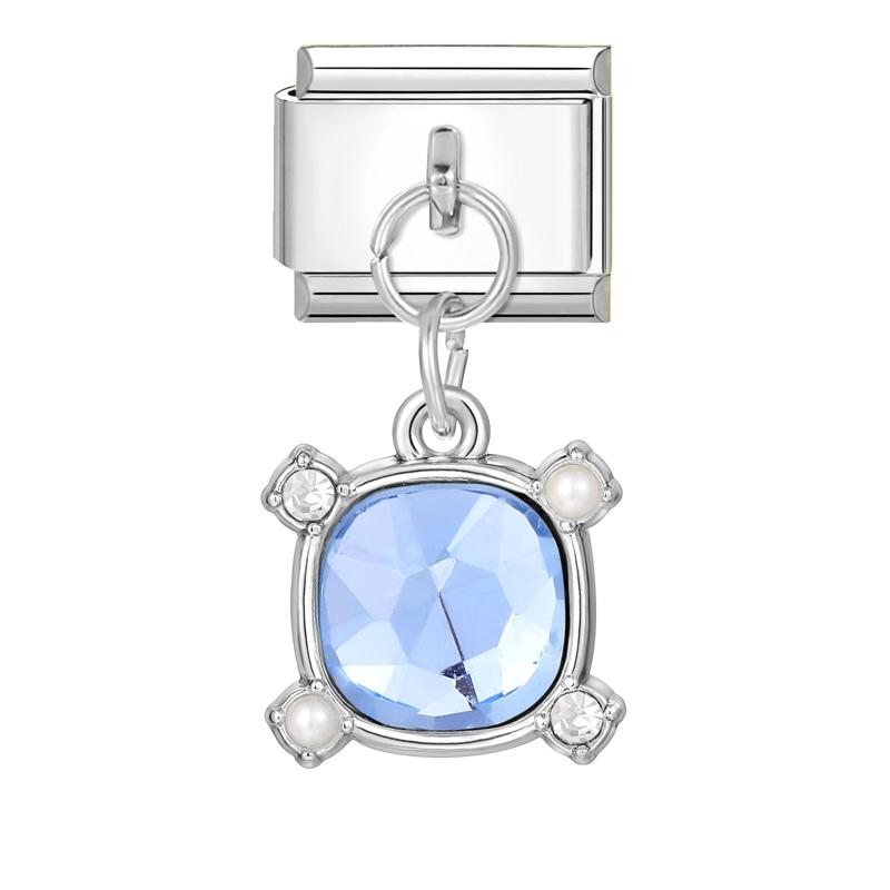 Zircon Colorful Crystal Butterfly Heart Flower Pendant Italian Charm Link Fit 9mm Bracelet Stainless Steel Women DIY Making Gift