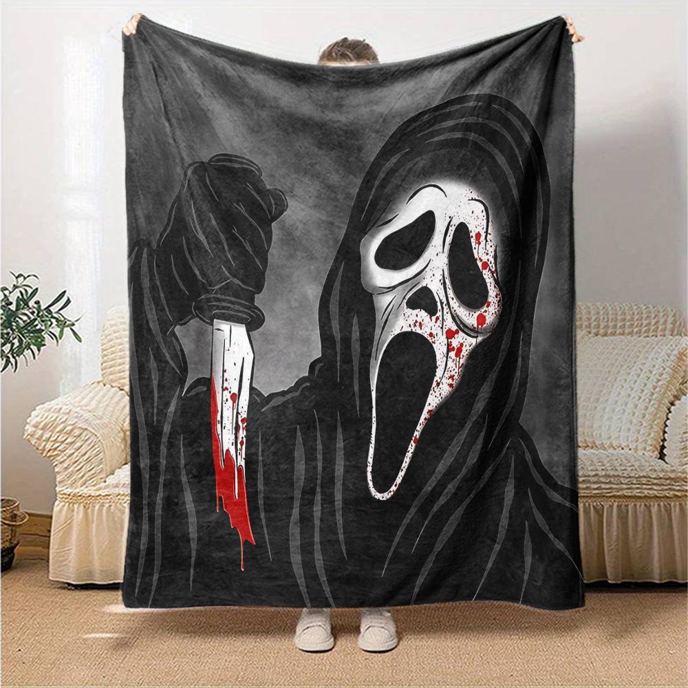 Scream Horror Icon Flannel Blanket Super Soft Warm Cozy Blanket For Sofa Bed Office Travel Allseason Home Decor Gift