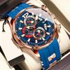 Herrenuhr Kalender Chronograph Wasserdicht Leuchtend Armbanduhr Silikon Quarzuhren