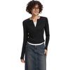 Semir Women's Slim Fit Faux Two-Piece Short Long Sleeve T-Shirt
