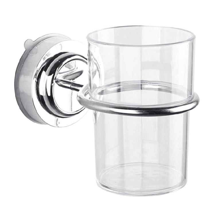 Space Saving Suction Cup Wall Mounted Mouthwash Cup Toothbrush and Toothpaste Holder for Bathroom