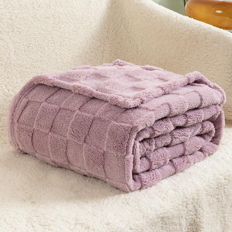 Soft Fluffy Checkerboard Sofa Cover: Taffeta Velvet & Cotton Jacquard Waffle Blanket