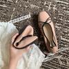 Advanced Sheepskin Version~ Grape Mother Same Gentle Bow Square Head Shallow Mouth Flat Bottom Soft Sole Ballet Single Shoe Women