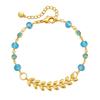 Wheat Ear Chain Blue Crystal 18k Gold Plated Fashion Women Bracelet Jewelry