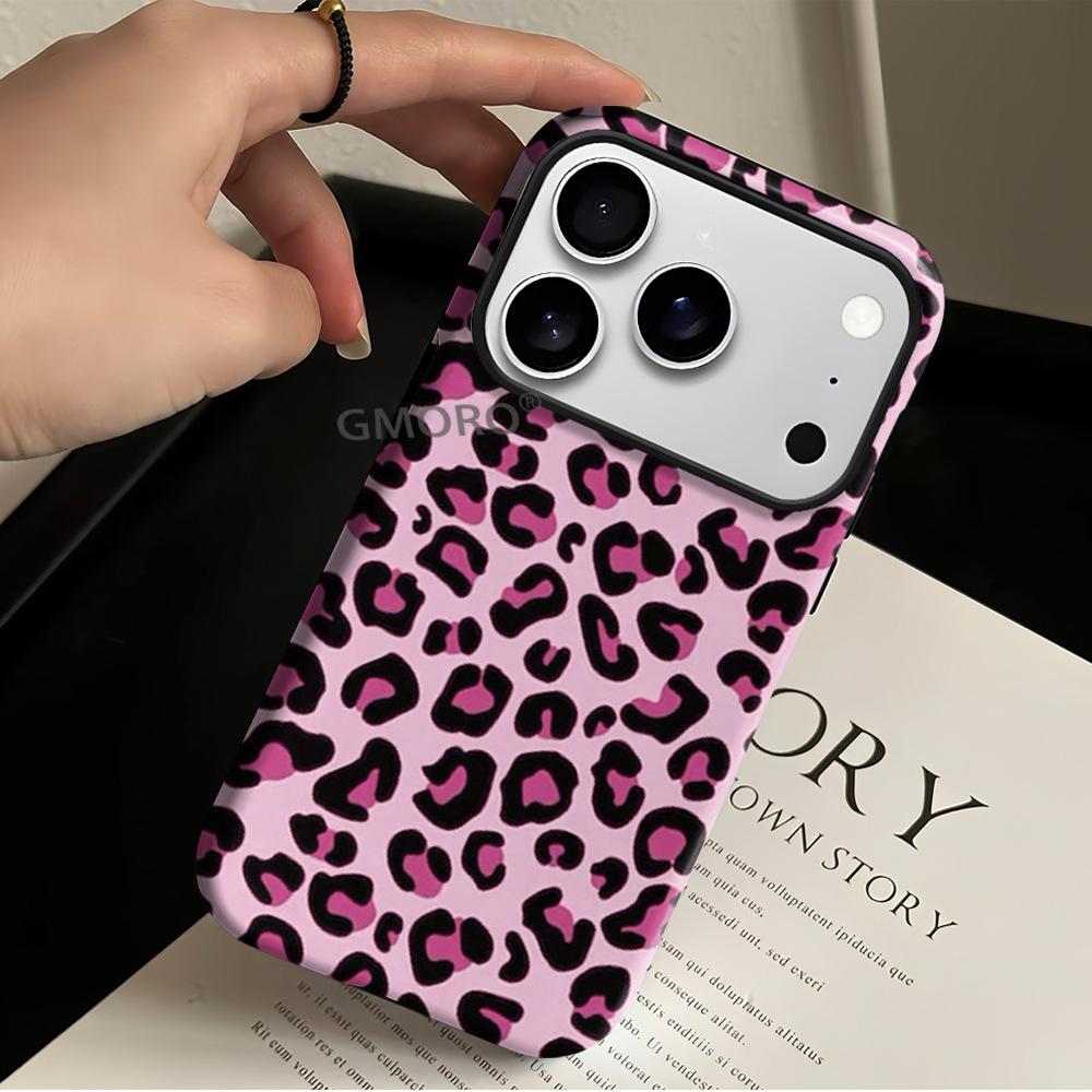 Foreign trade explosion Millennium Y2K wind leopard print mobile phone case iPhone11 two-in-one film magnetic case Apple 17pro