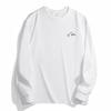 Men's White Long Sleeve T-Shirt - Minimalist Small Signature Print Casual Top