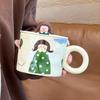 Handpainted Cartoon Ceramic Coffee Mugs Printed Pigmented Breakfast Plates  Household Use