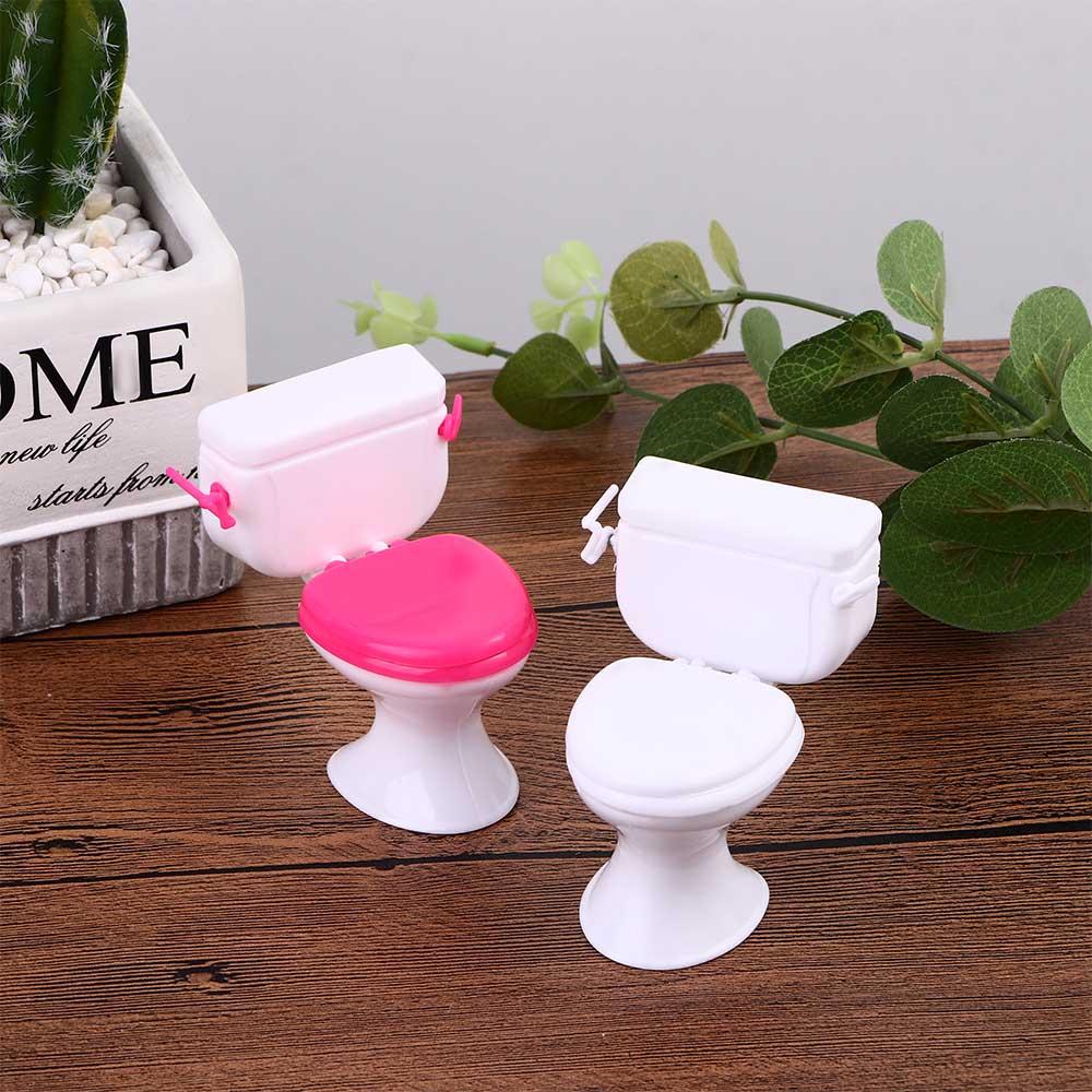 Toys House Miniature Furniture Toy Dollhouse Furniture Vintage Bathroom Modeling White Toilet