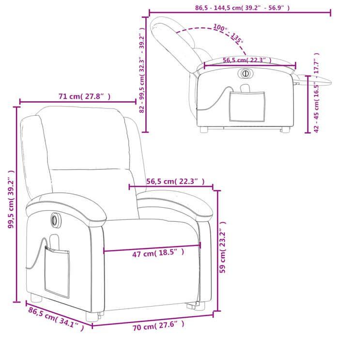 VidaXL Fauteuil Inclinable de Massage Électrique, Chaise de Relaxation avec Dossier et Repose-pied Réglables, Siège de 3204249