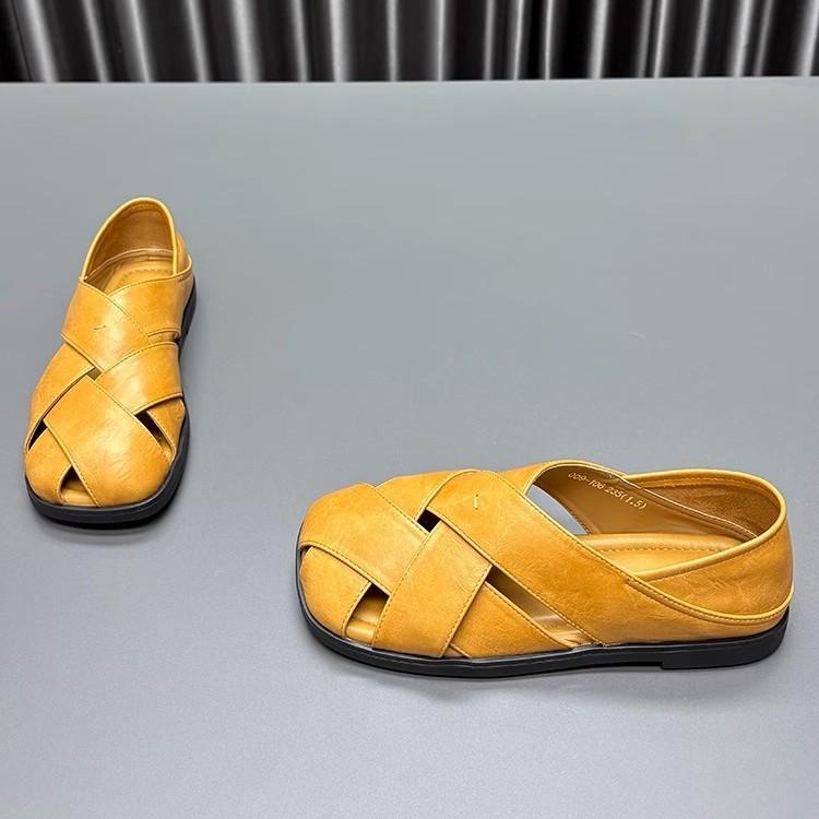 Leather Square Head Sandals Women's 2025 Summer New Hollow Retro Woven Fashion Versatile Two Wear Platform Roman Shoes